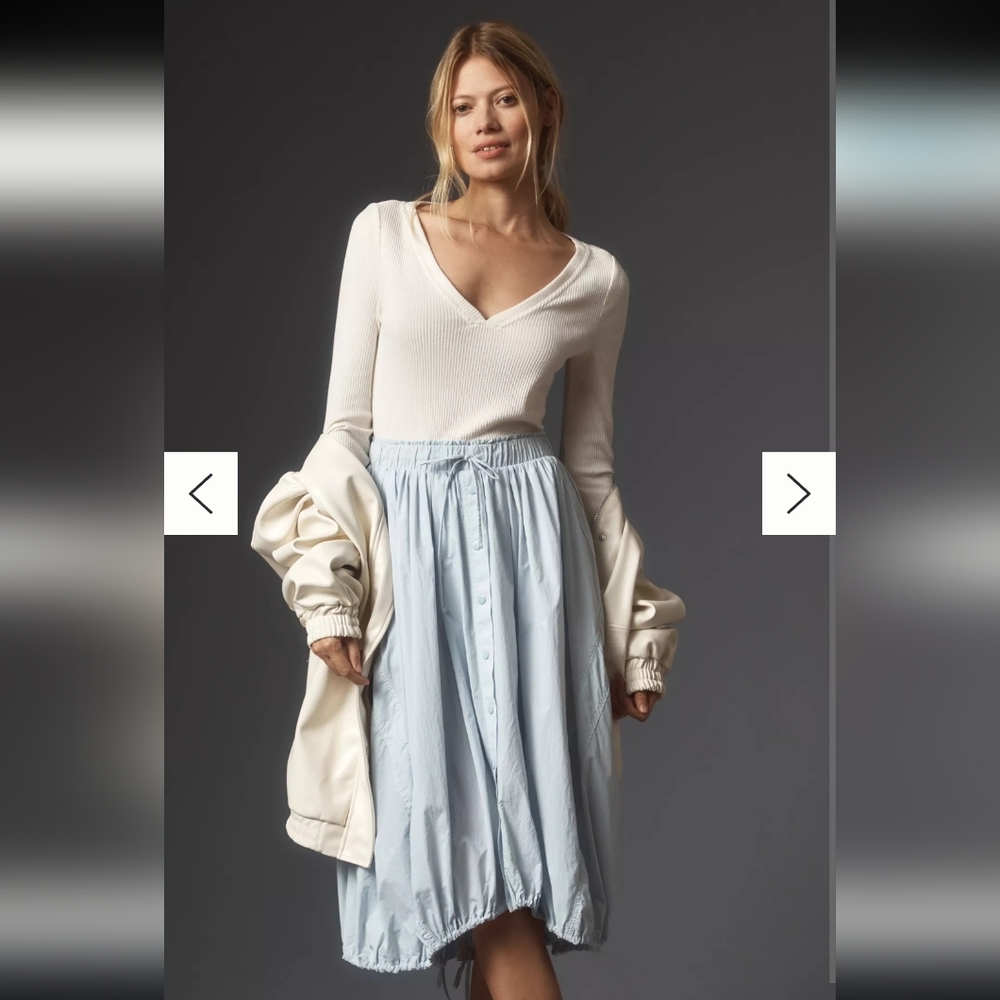 Anthropologie Daily Practice Long Sleeve Twofer Midi Dress, XXS